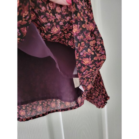 Madewell Georgette black Orchid floral Top boho top size Medium dark Academia - Picture 4 of 10